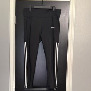 adidas Black Leggings with White Side Stripes and Logo